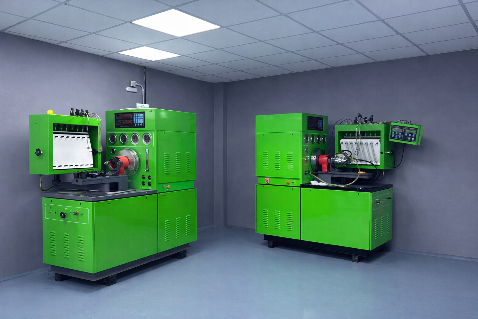 sala industrial con máquinas diagnósticas